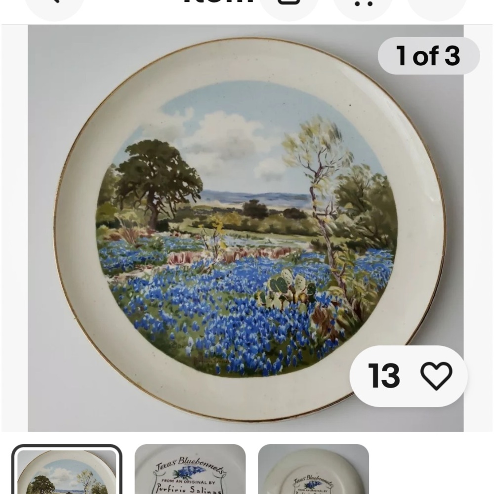 Vintage 1952 Porforio Salinas Blue bonnet 10” plate. Has some wear but in great